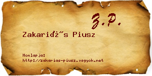 Zakariás Piusz névjegykártya